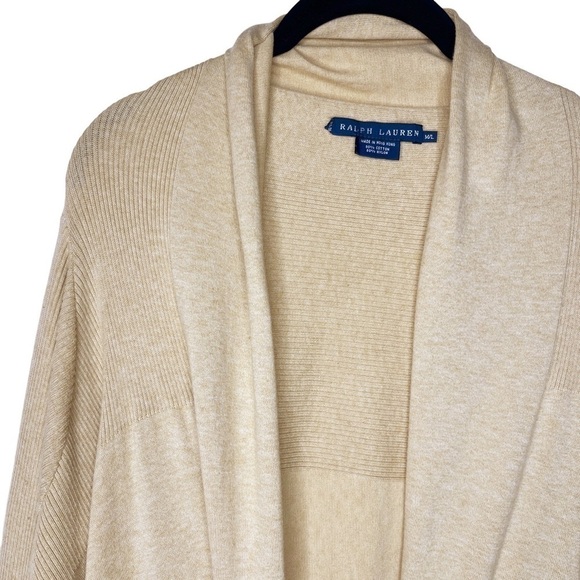 RALPH LAUREN Knit Cardigan Sweater with Long Front Size M / L in Heather Camel - Picture 5 of 16